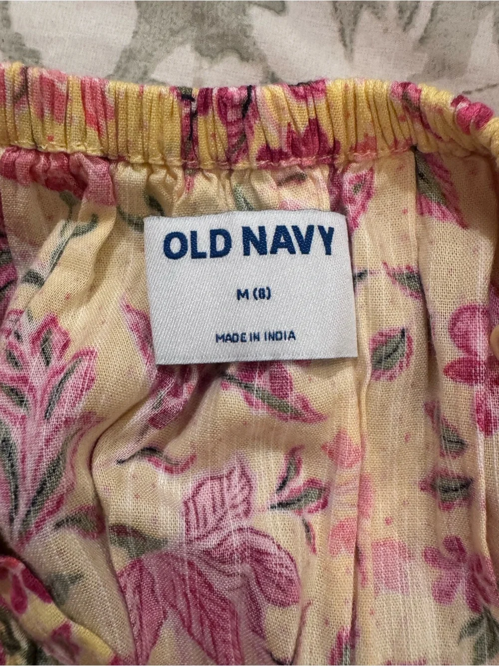 Old Navy Yellow Dress with Pink Floral Print